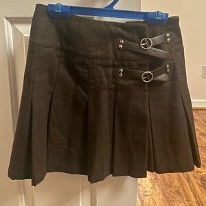 Vintage Belted Brown Pleated Mini Schoolgirl Skirt